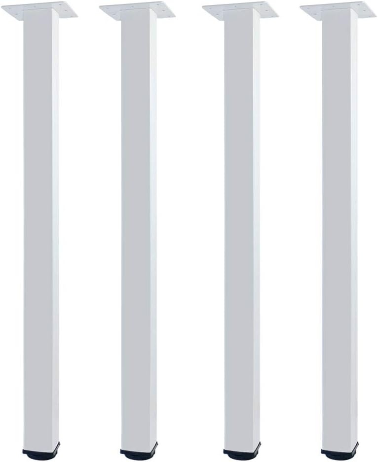 QLLY 28 inch Adjustable Metal Furniture Legs, Square Office Table Furniture Leg, Set of 4 (Black)