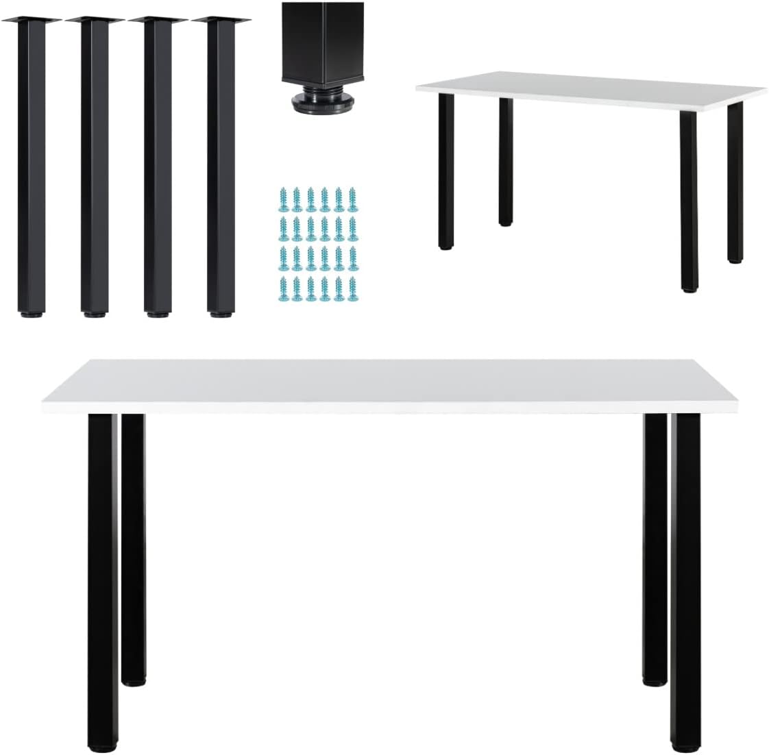 LCSDLHLSY Table Legs 28 inch, Adjustable Metal Furniture Legs,DIY Computer Desks Legs, Coffee Desks, Dining Table with Floor Protectors.