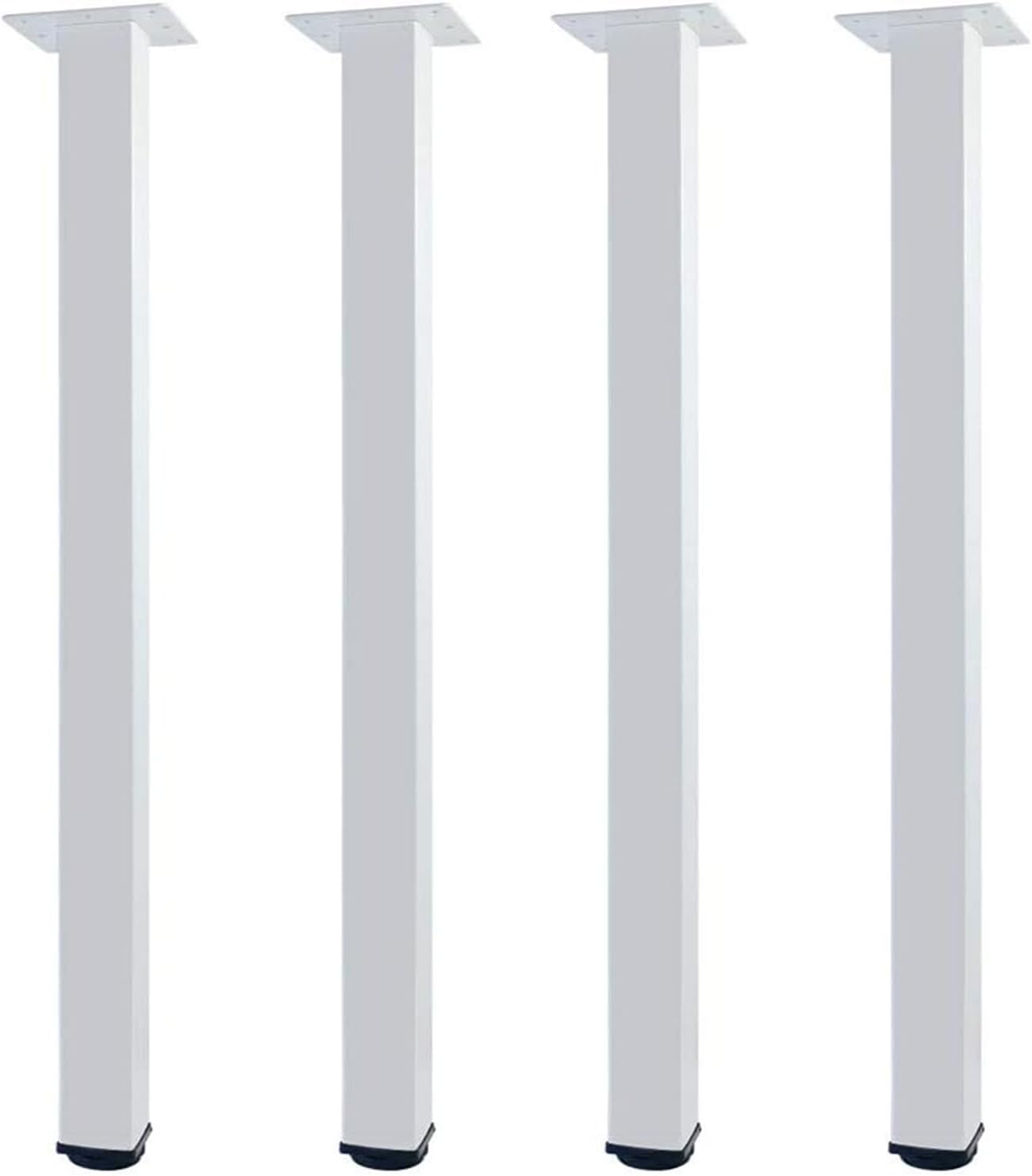 QLLY 28 inch Adjustable Metal Furniture Legs, Square Office Table Furniture Leg, Set of 4 (Black)