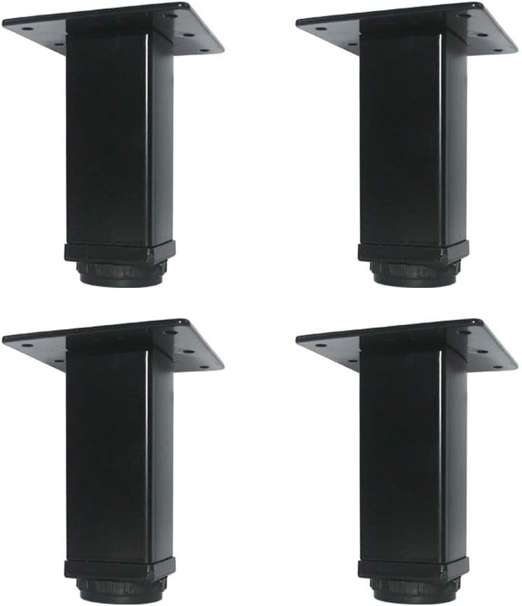 QLLY 28 inch Adjustable Metal Furniture Legs, Square Office Table Furniture Leg, Set of 4 (Black)
