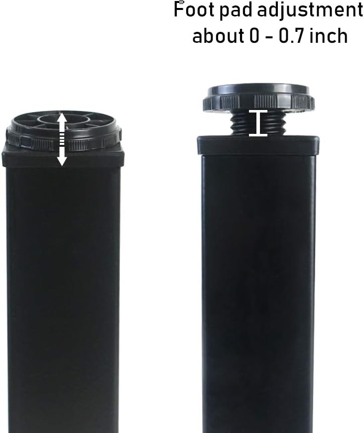 QLLY 28 inch Adjustable Metal Furniture Legs, Square Office Table Furniture Leg, Set of 4 (Black)