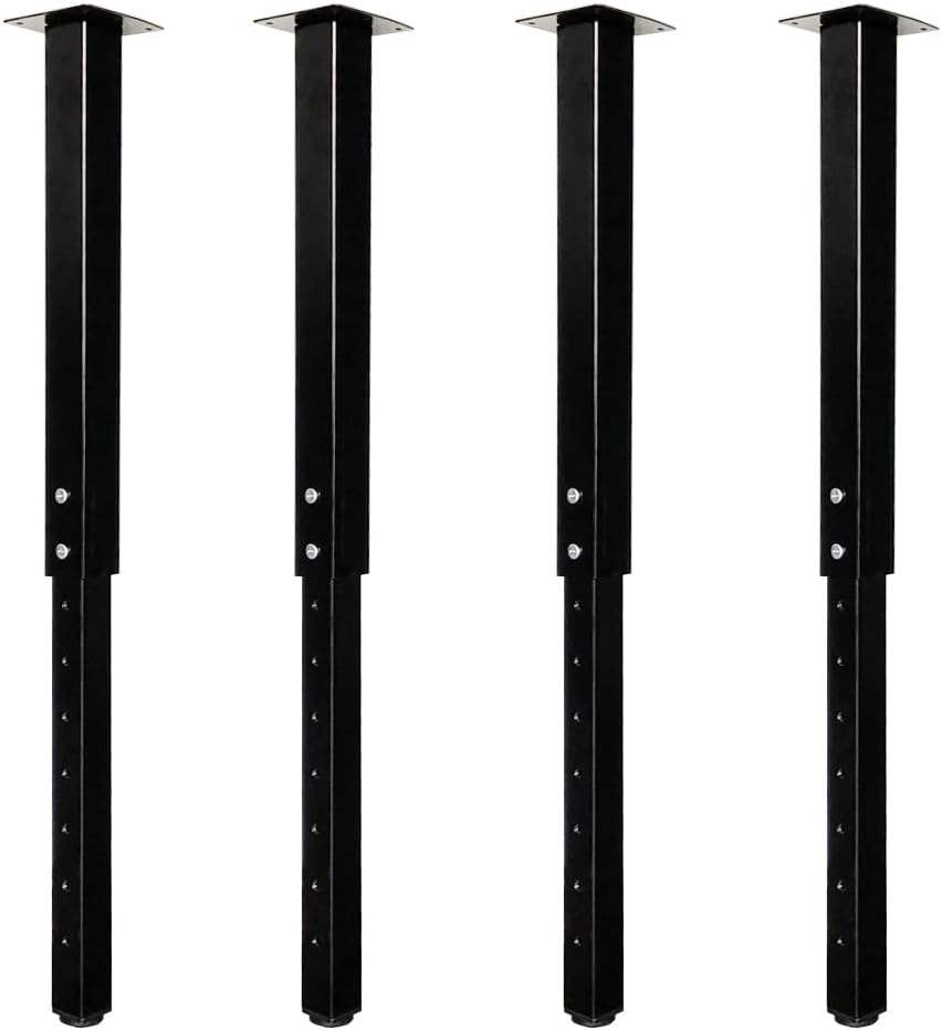 QLLY Adjustable Square Table Leg, 24-40 inch, 60-100cm, Home Office Custom DIY Table Legs, Furniture Leg Set (4, Black)