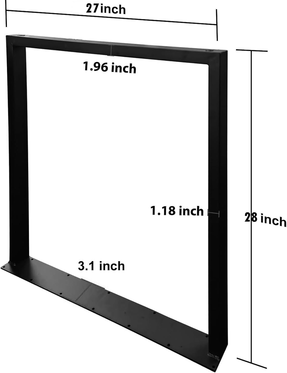 Metal Table Legs, 28''Hx 27”W Dining Leg, Heavy Duty 3.1" Width Section Square Steel Table Legs, 28x27x3.1 Inch Black Industrial Style Furniture Legs for Dining Desk Bench and Coffee Table