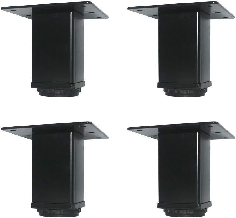 QLLY 28 inch Adjustable Metal Furniture Legs, Square Office Table Furniture Leg, Set of 4 (Black)