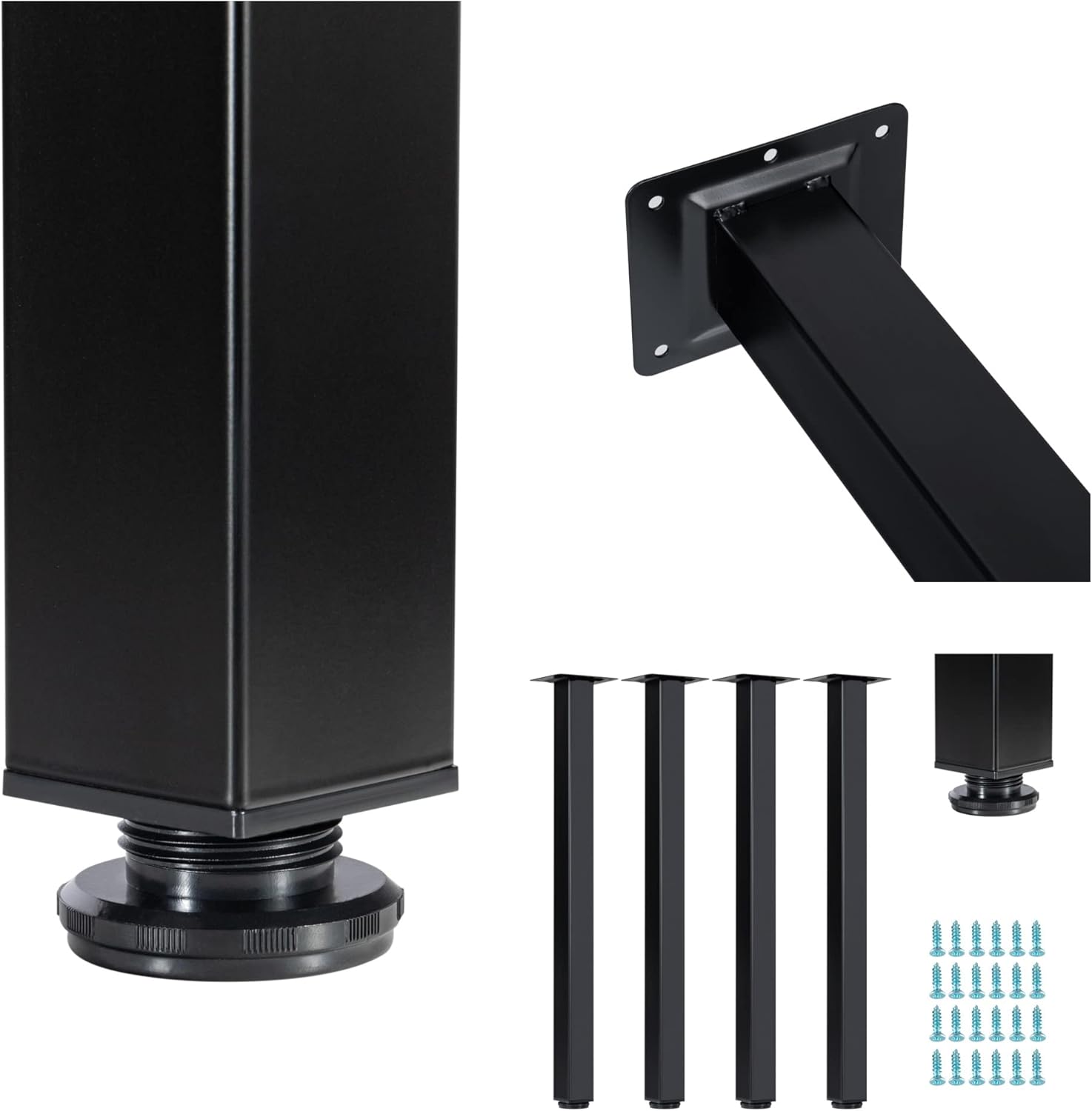 LCSDLHLSY Table Legs 28 inch, Adjustable Metal Furniture Legs,DIY Computer Desks Legs, Coffee Desks, Dining Table with Floor Protectors.