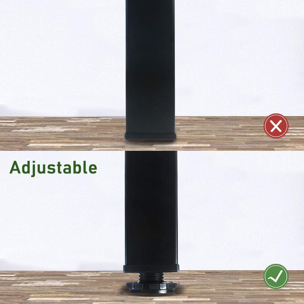 QLLY 28 inch Adjustable Metal Furniture Legs, Square Office Table Furniture Leg, Set of 4 (Black)