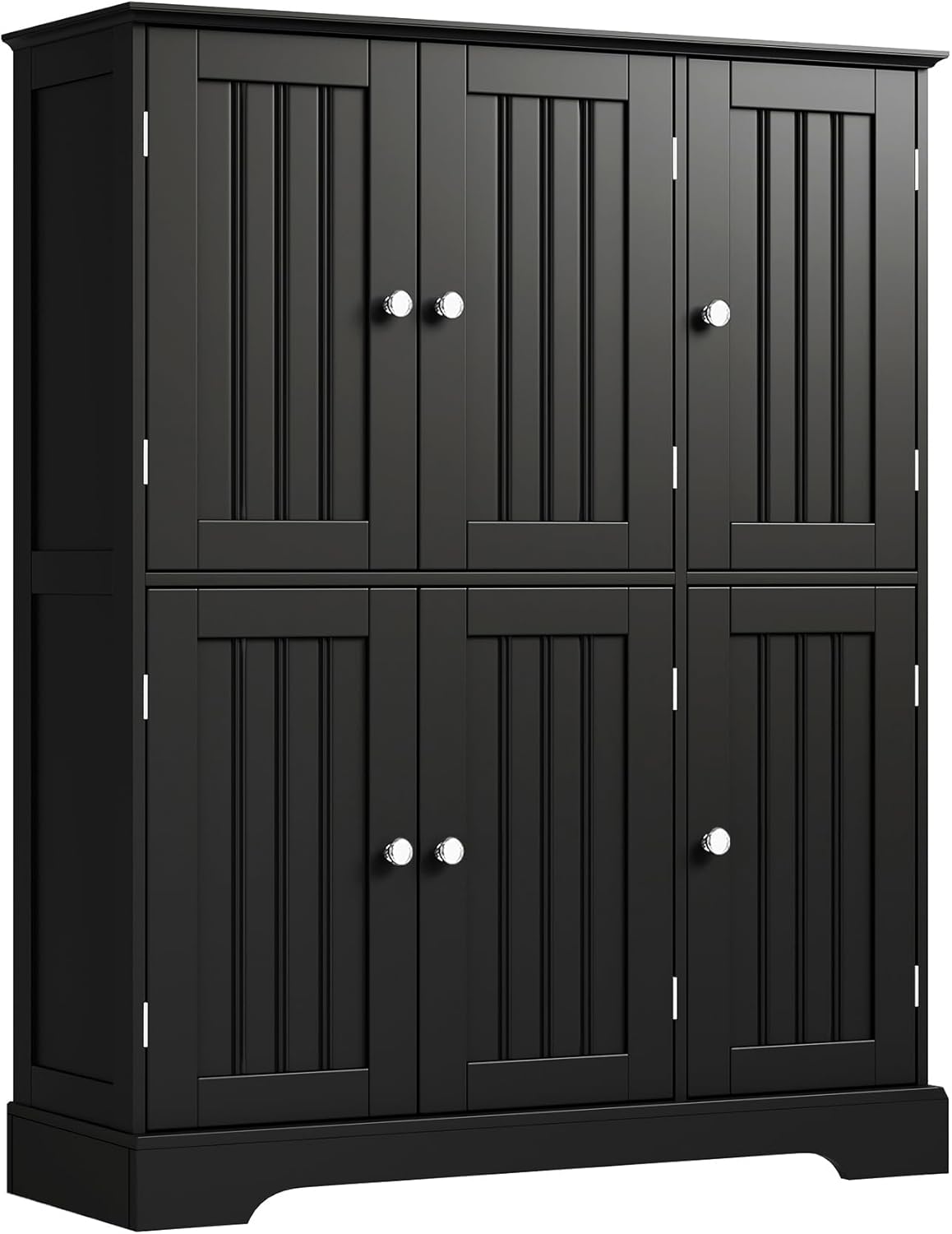 ChooChoo Bathroom Floor Cabinet, Modern Bathroom Storage Cabinet with 4 Doors and Adjustable Shelves, Freestanding Cupboard for Living Room, White