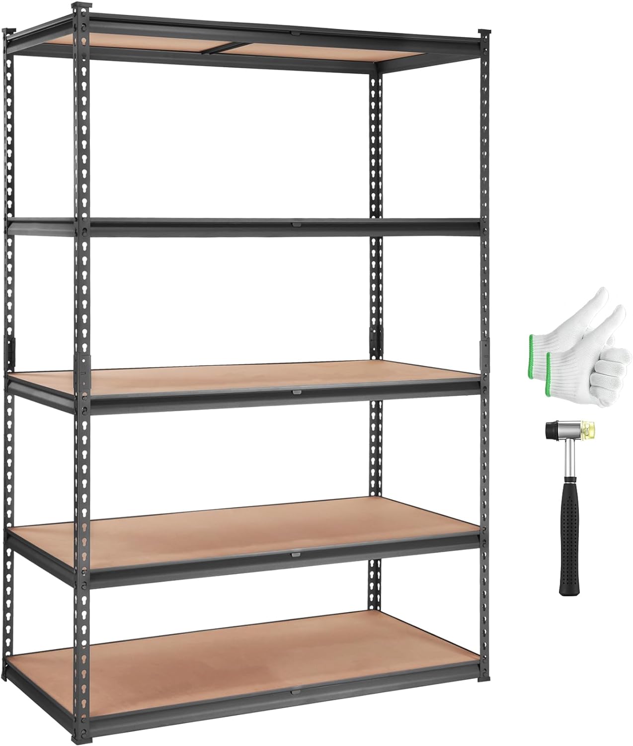 VEVOR Storage Shelving Unit, 5-Tier Adjustable, 2000 lbs Capacity, Heavy Duty Garage Shelves Metal Organizer Utility Rack, Black, 30" L x 12" W x 60" H for Kitchen Pantry Basement Bathroom Laundry