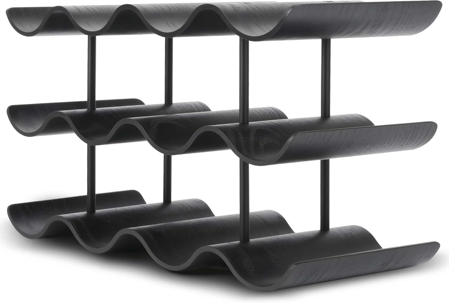 Countertop Wine Rack - 14 Bottle Freestanding Wine Bottle Holder Stand - 4 Tier Wooden Wine Storage Rack - Walnut Wavy Wine Organizer for Cabinet Pantry Home Kitchen Bar