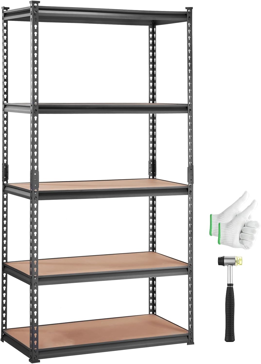 VEVOR Storage Shelving Unit, 5-Tier Adjustable, 2000 lbs Capacity, Heavy Duty Garage Shelves Metal Organizer Utility Rack, Black, 30" L x 12" W x 60" H for Kitchen Pantry Basement Bathroom Laundry