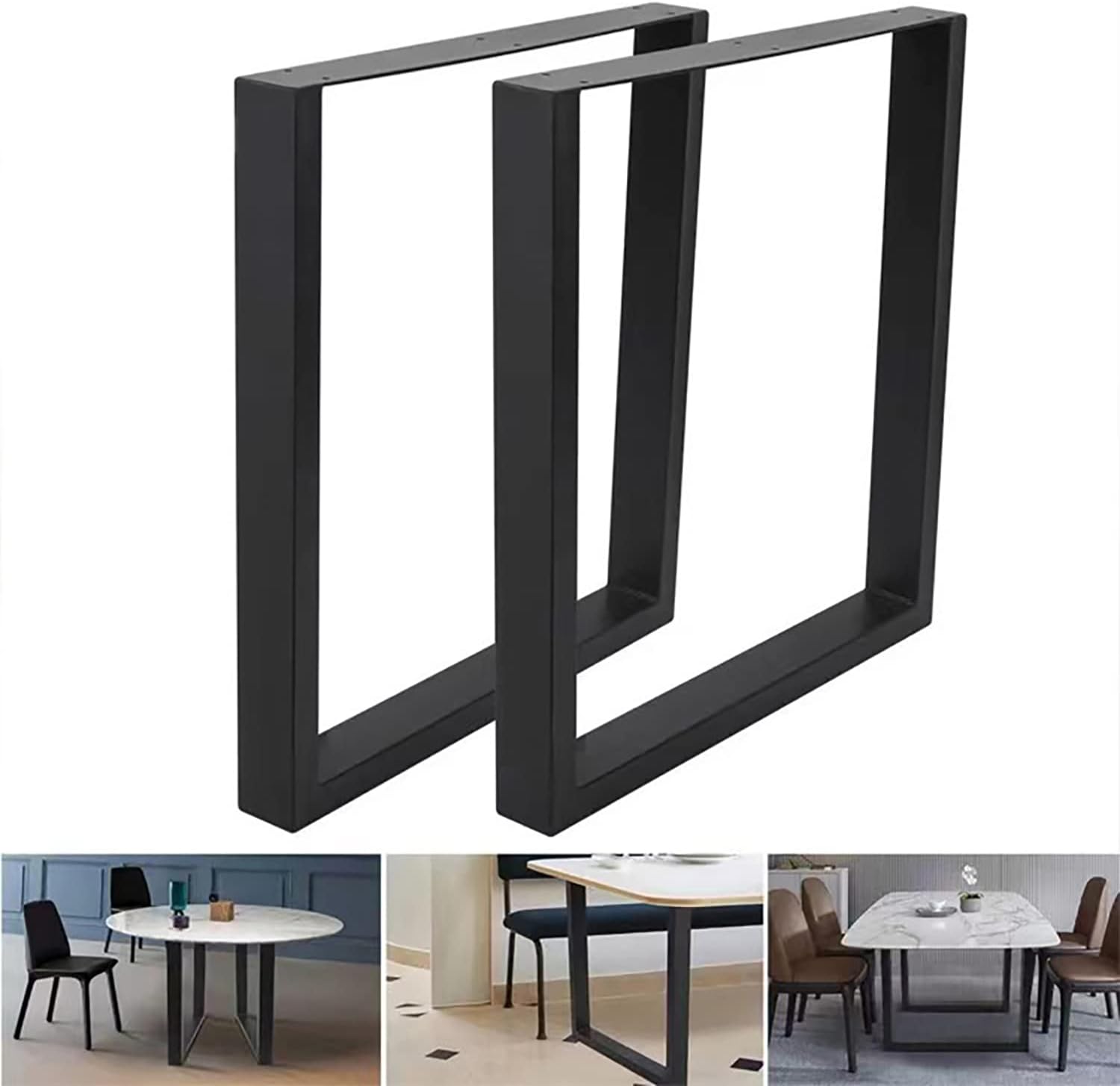 Metal Table Legs, 28''Hx 27”W Dining Leg, Heavy Duty 3.1" Width Section Square Steel Table Legs, 28x27x3.1 Inch Black Industrial Style Furniture Legs for Dining Desk Bench and Coffee Table