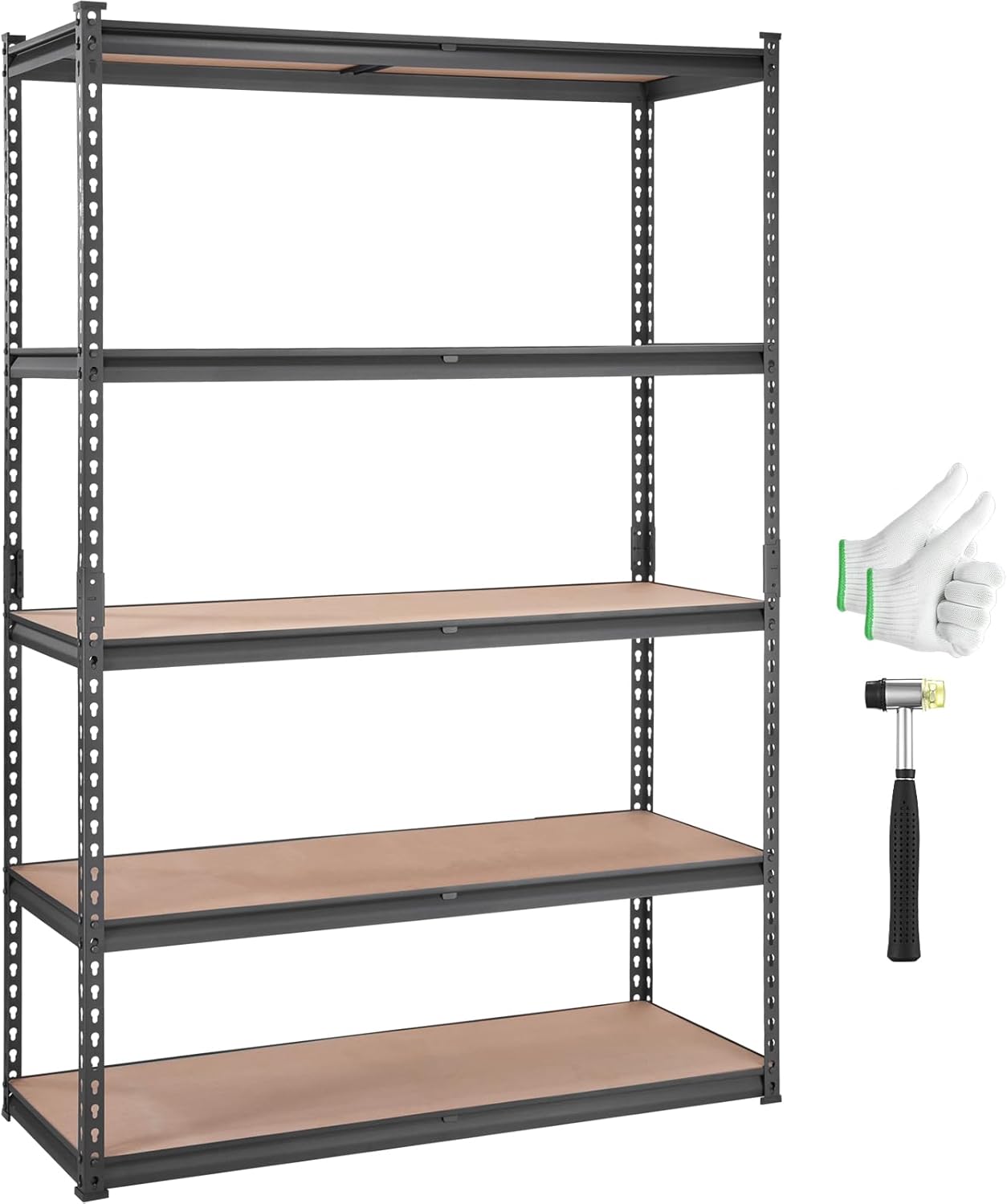 VEVOR Storage Shelving Unit, 5-Tier Adjustable, 2000 lbs Capacity, Heavy Duty Garage Shelves Metal Organizer Utility Rack, Black, 30" L x 12" W x 60" H for Kitchen Pantry Basement Bathroom Laundry