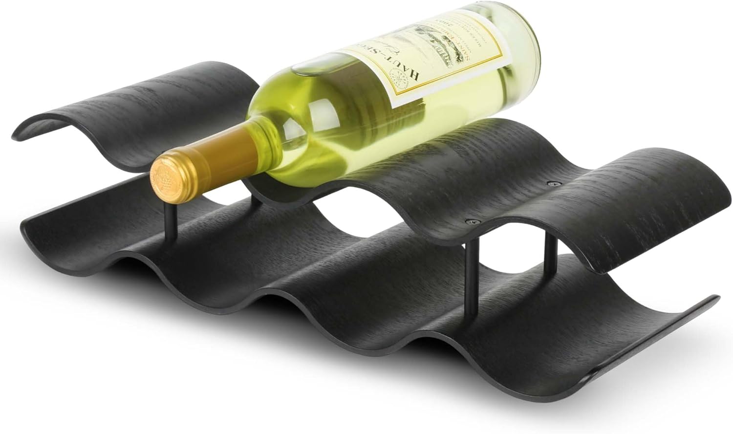 Countertop Wine Rack - 14 Bottle Freestanding Wine Bottle Holder Stand - 4 Tier Wooden Wine Storage Rack - Walnut Wavy Wine Organizer for Cabinet Pantry Home Kitchen Bar