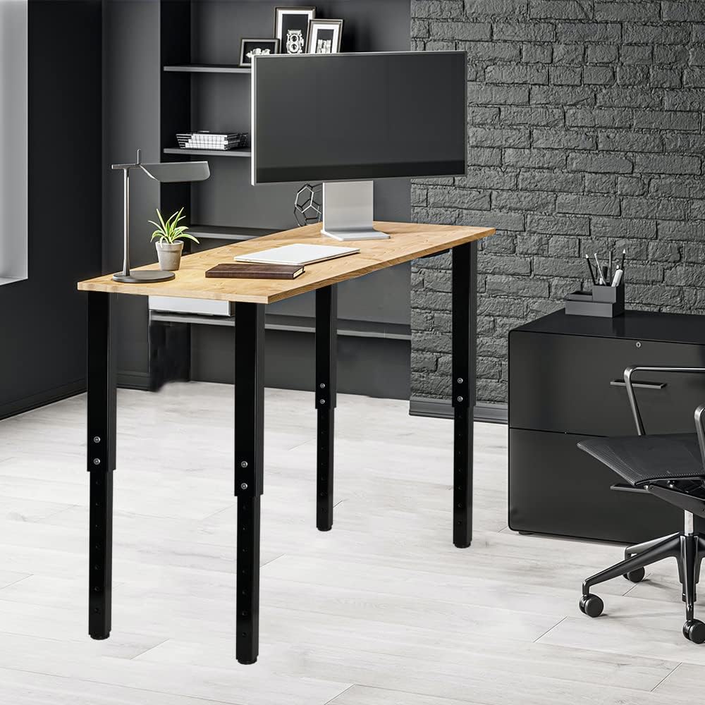 QLLY Adjustable Square Table Leg, 24-40 inch, 60-100cm, Home Office Custom DIY Table Legs, Furniture Leg Set (4, Black)