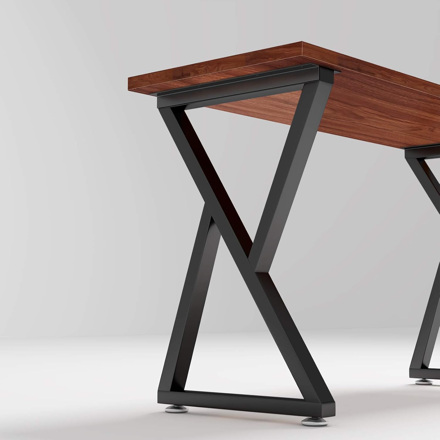 Patavinity Metal Table Legs 28 inch Height x 24 inch Wide with Adjustable Protector Feet, Industrial & Rustic Style Heavy Duty Metal Furniture Legs for Desk/Table, (Bear Up to 800lb), Black, Set of 2