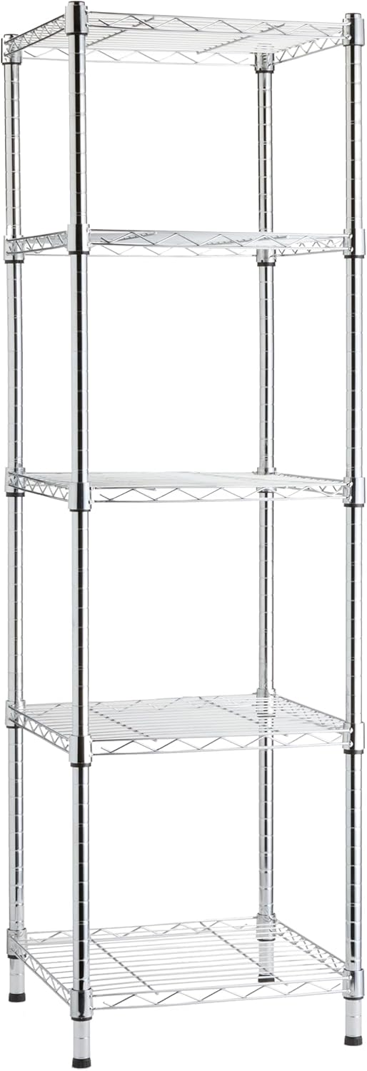 Amazon Basics 5-Shelf Adjustable, Storage Shelving Unit, (200 Pound Loading Capacity per Shelf), Steel Organizer Wire Rack, 23.2 x 13.4 x 60 inches (LxWxH), Chrome
