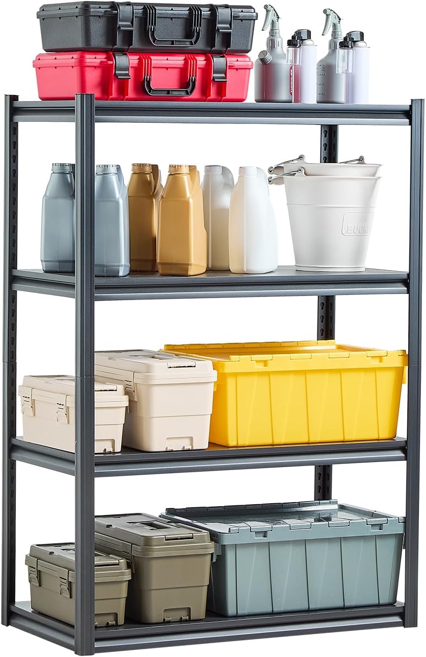 VEVOR Storage Shelving Unit, 5-Tier Adjustable, 2000 lbs Capacity, Heavy Duty Garage Shelves Metal Organizer Utility Rack, Black, 30" L x 12" W x 60" H for Kitchen Pantry Basement Bathroom Laundry