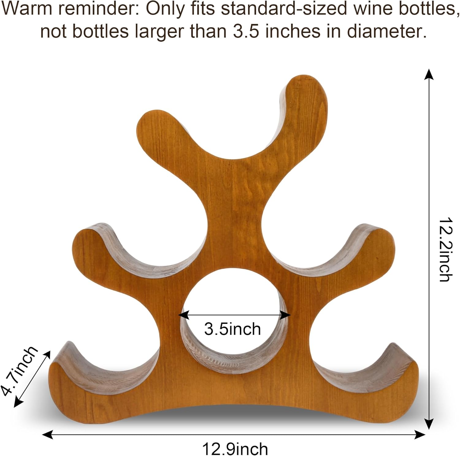 Countertop Wine Rack - 6 Bottle Wooden Wine Rack - Freestanding Wine Bottle Holder Stand - Wine Storage Rack for Cabinet Pantry Bar Kitchen (Brown)
