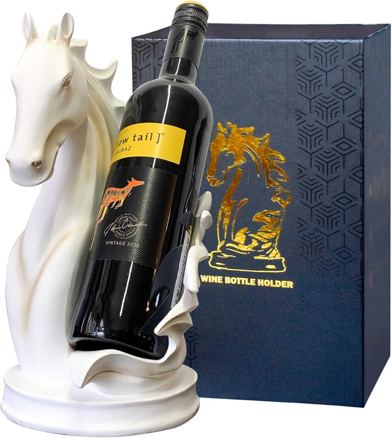 Wine Bottle Holder Wine Racks Tabletop Horse Statue as Home Kitchen Wine Cellar Decorative Storage Organizer, Horse Sculpture Horse Decor Horse Gifts for Girls Men Women (Silver)