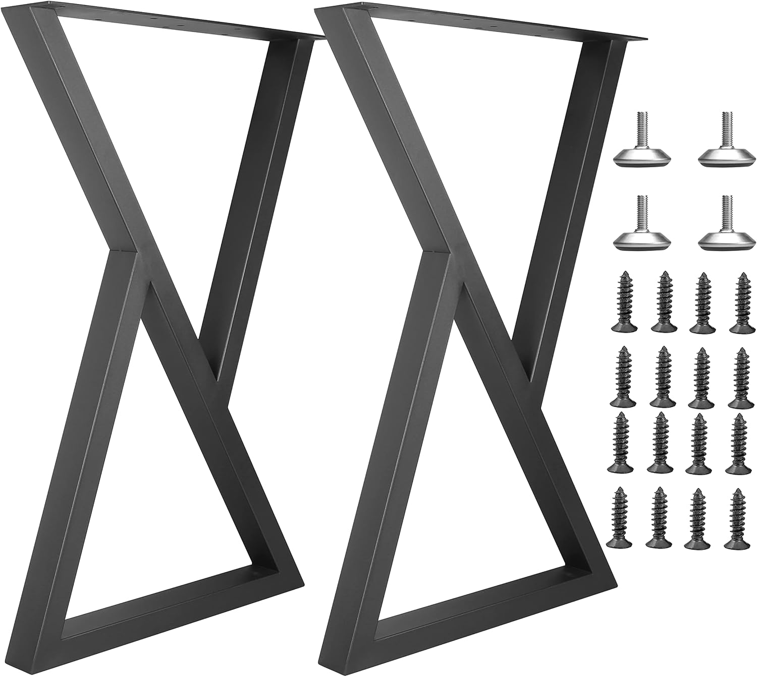 Metal Table Legs for Desk, Heavy Duty Square Tube Iron, DIY Furniture Legs for Dining and Coffee Table, Computer Desk, Workbench, Meeting Room Table, 28”H x 17.7”W(Rectangle)