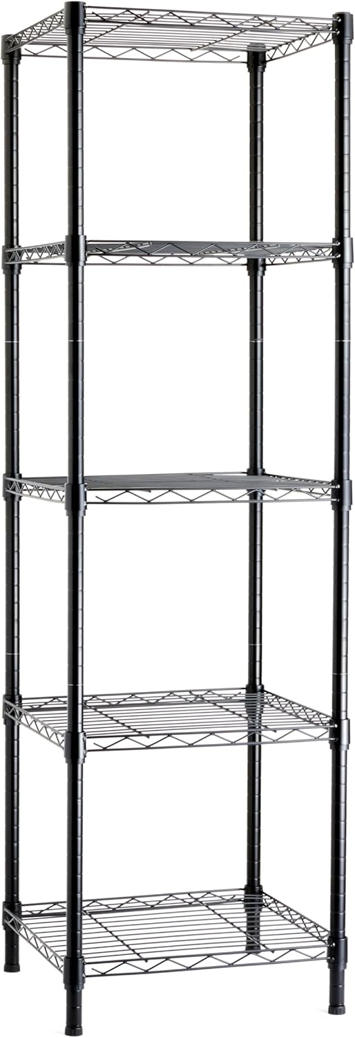 Amazon Basics 5-Shelf Adjustable, Storage Shelving Unit, (200 Pound Loading Capacity per Shelf), Steel Organizer Wire Rack, 23.2 x 13.4 x 60 inches (LxWxH), Chrome
