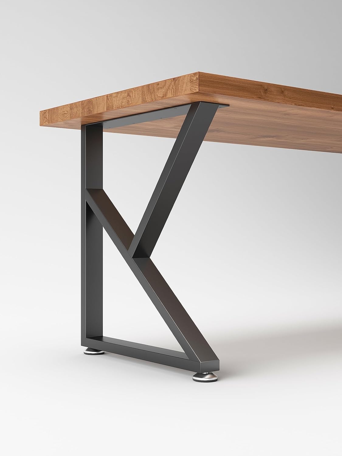 Patavinity Metal Table Legs 28 inch Height x 24 inch Wide with Adjustable Protector Feet, Industrial & Rustic Style Heavy Duty Metal Furniture Legs for Desk/Table, (Bear Up to 800lb), Black, Set of 2