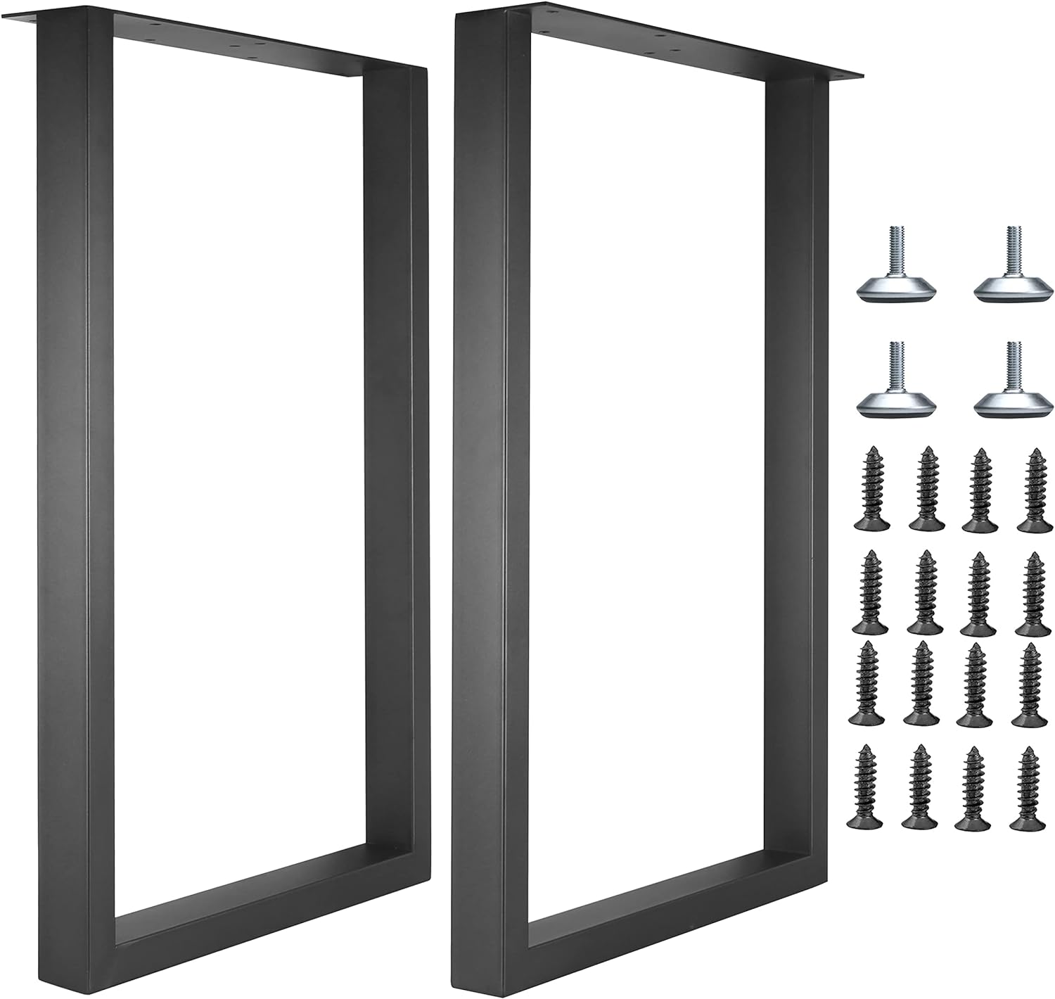 Metal Table Legs for Desk, Heavy Duty Square Tube Iron, DIY Furniture Legs for Dining and Coffee Table, Computer Desk, Workbench, Meeting Room Table, 28”H x 17.7”W(Rectangle)