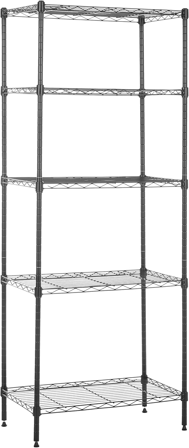 Amazon Basics 5-Shelf Adjustable, Storage Shelving Unit, (200 Pound Loading Capacity per Shelf), Steel Organizer Wire Rack, 23.2 x 13.4 x 60 inches (LxWxH), Chrome