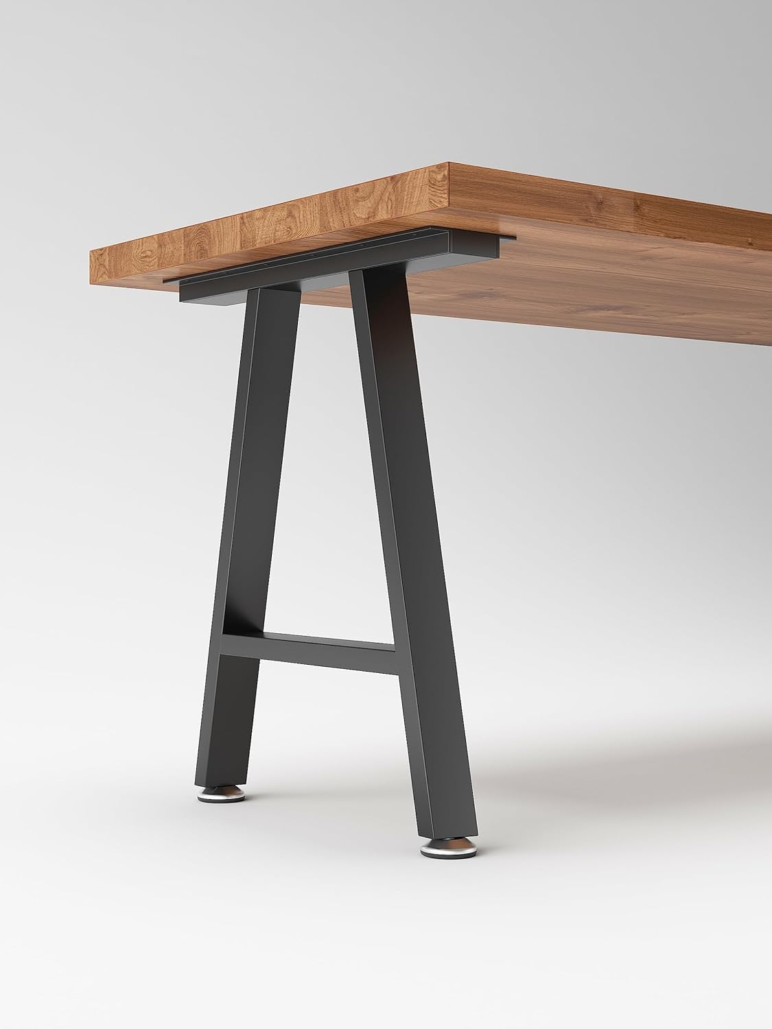 Patavinity Metal Table Legs 28 inch Height x 24 inch Wide with Adjustable Protector Feet, Industrial & Rustic Style Heavy Duty Metal Furniture Legs for Desk/Table, (Bear Up to 800lb), Black, Set of 2