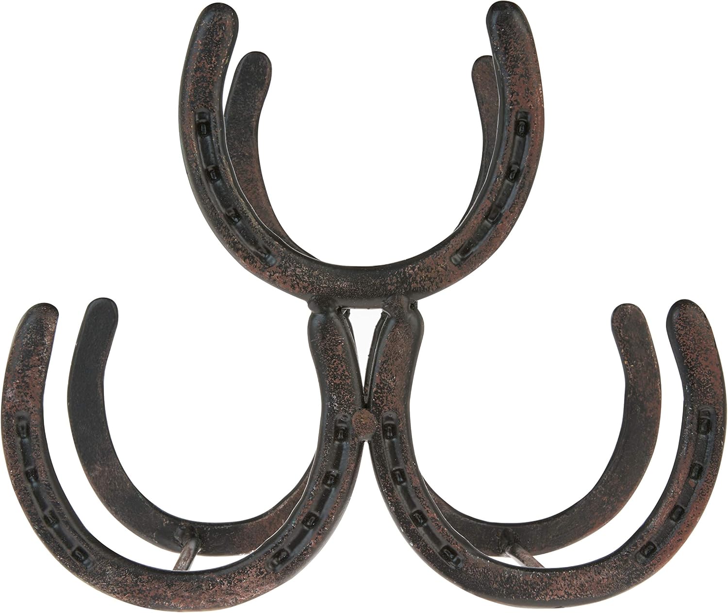 Foster & Rye Horseshoe Countertop Wine Rack, Cast Iron 3-Bottle Wine Holder, Rustic Metal Storage Rack for Kitchen, Home Bar, Tabletop Display, Western Style Decor, 10" x 5.5" x 8.5"