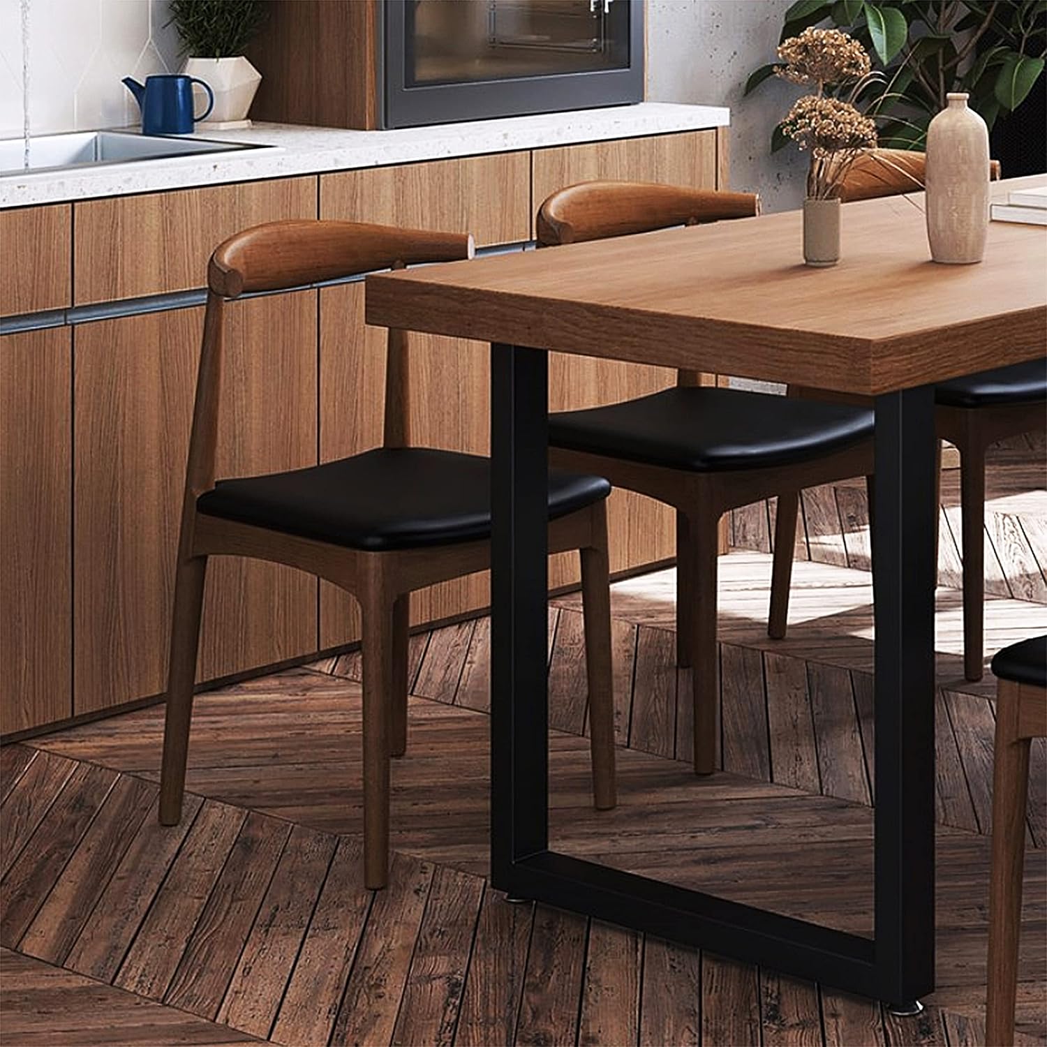 Metal Table Legs for Desk, Heavy Duty Square Tube Iron, DIY Furniture Legs for Dining and Coffee Table, Computer Desk, Workbench, Meeting Room Table, 28”H x 17.7”W(Rectangle)