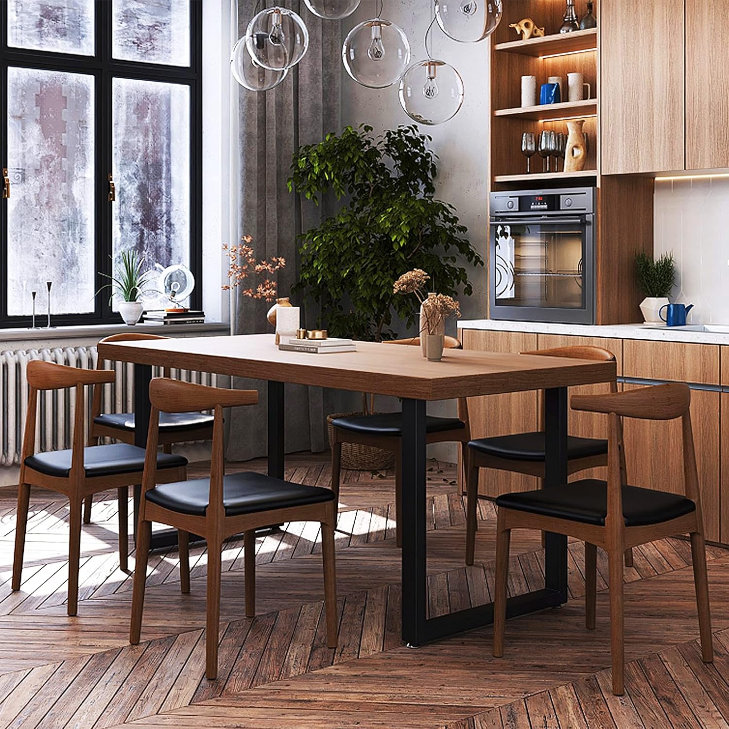 Metal Table Legs for Desk, Heavy Duty Square Tube Iron, DIY Furniture Legs for Dining and Coffee Table, Computer Desk, Workbench, Meeting Room Table, 28”H x 17.7”W(Rectangle)